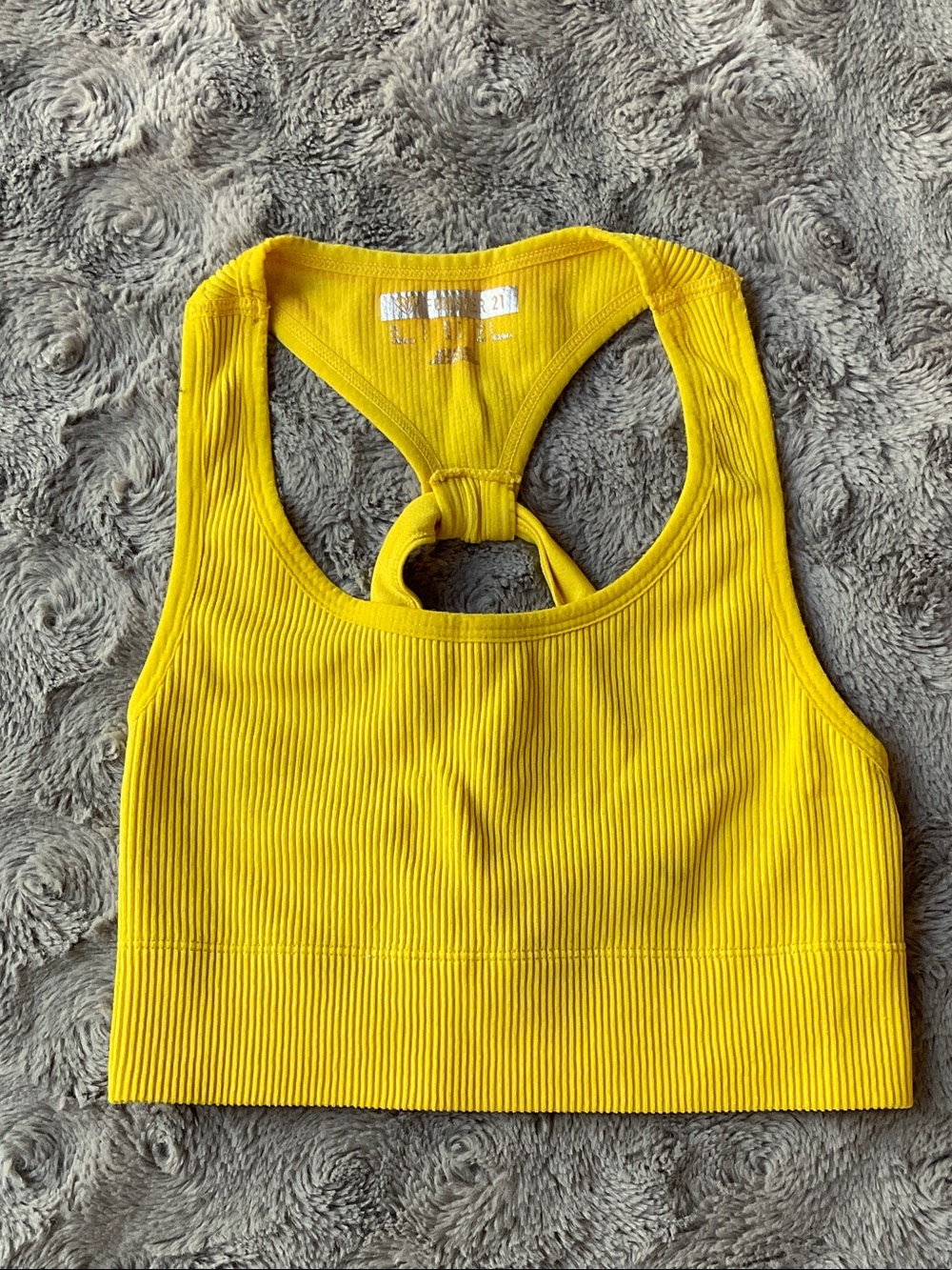 Forever 21 Yellow Ribbed Racerback Sports Bra
